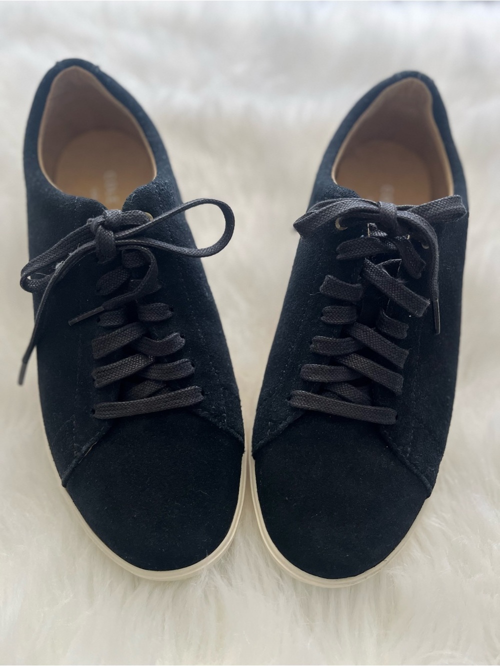 Cole Haan Black Suede Lace-Up Sneakers with White Sole